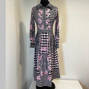 Elegant Long Sleeve Geometric Dress